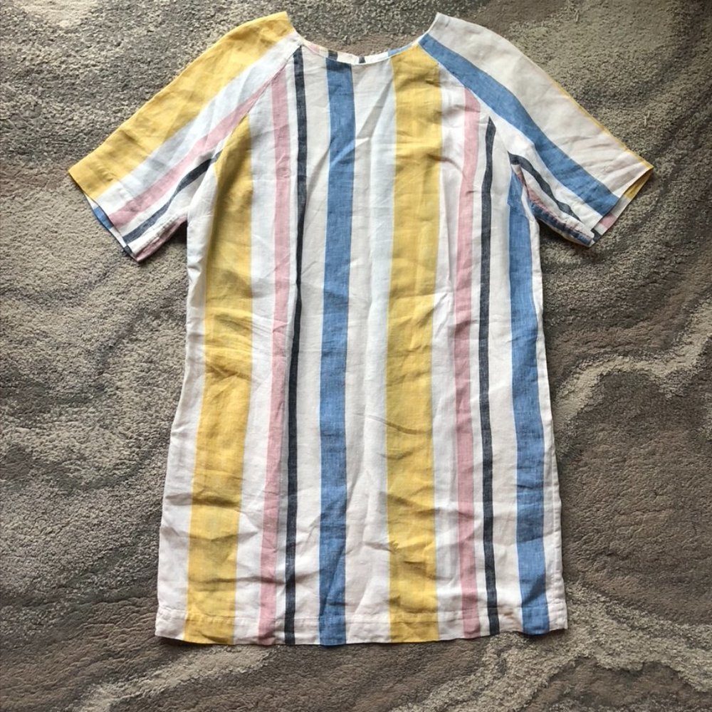Boden Striped Midi Dress in White, Yellow, Blue, Pink